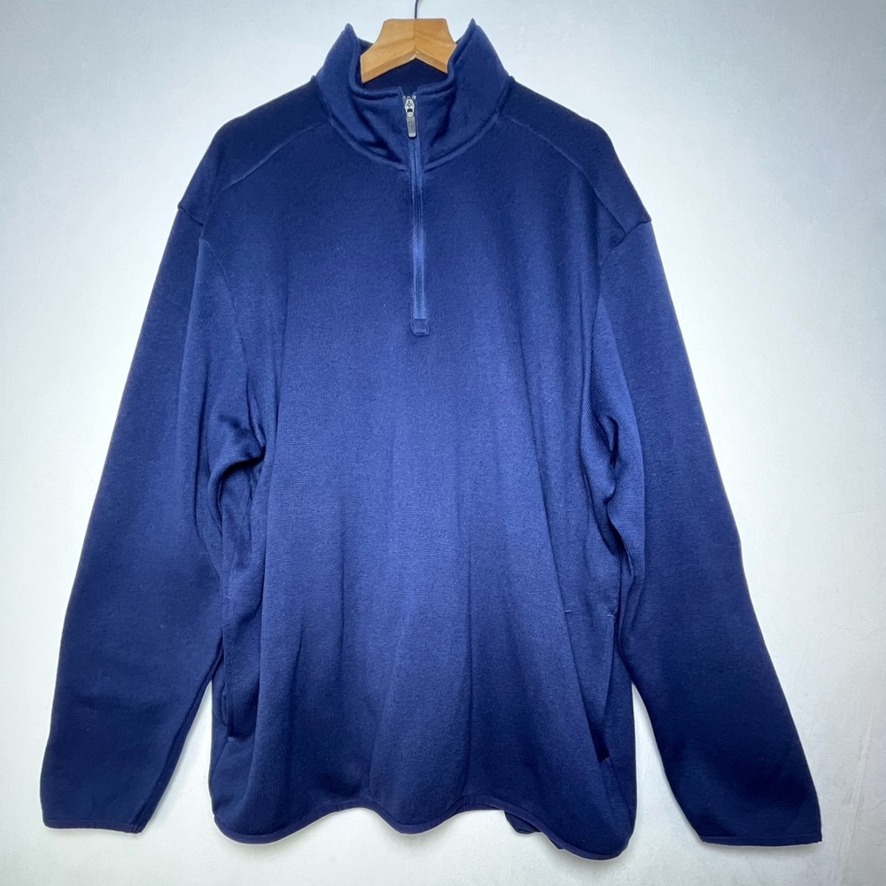 PGA Tour Mens Size XXL Blue Quarter Zip Waffle Knit Golf Sweater Pullover